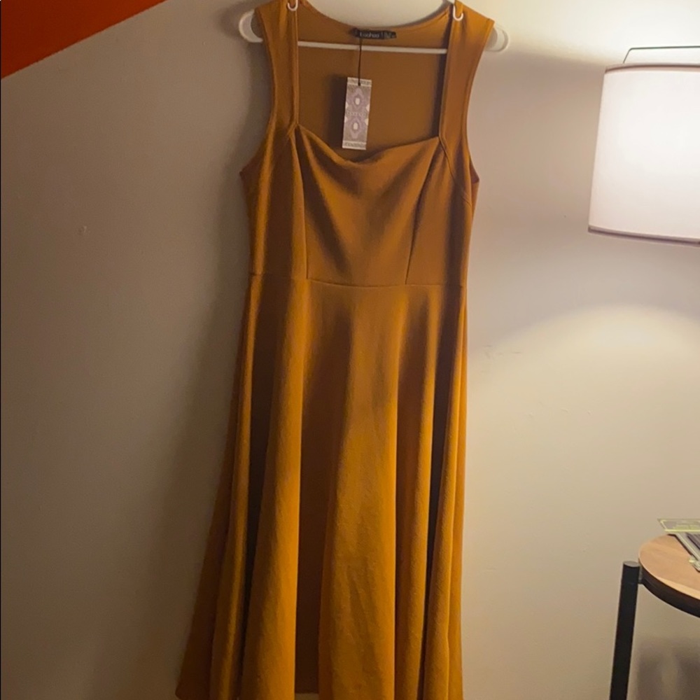 Square neck midi skate dress